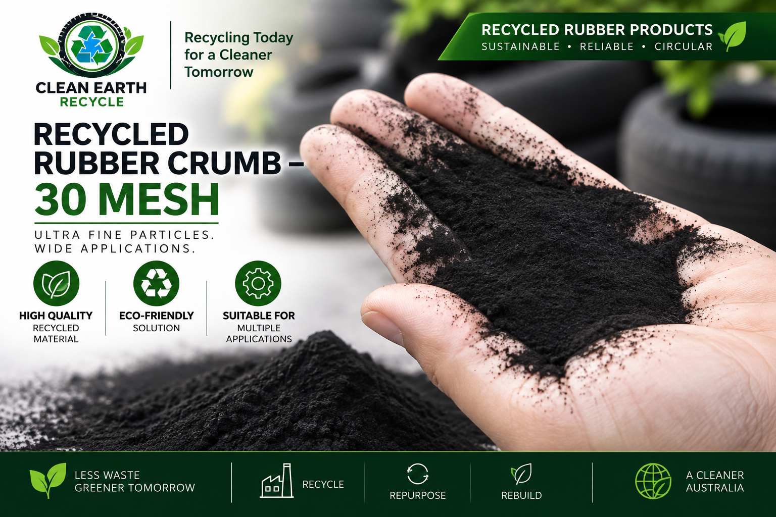 30 mesh recycled rubber crumb made from end-of-life tyres